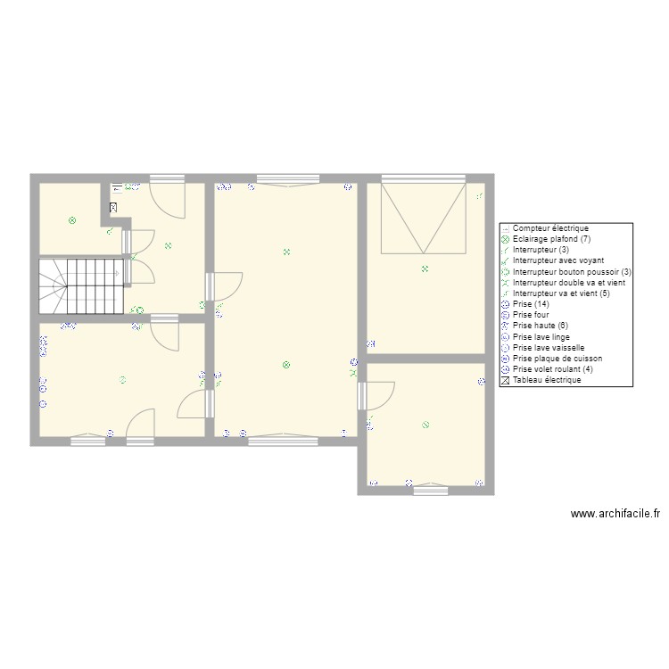 RDC PROVILLE . Plan de 6 pièces et 89 m2