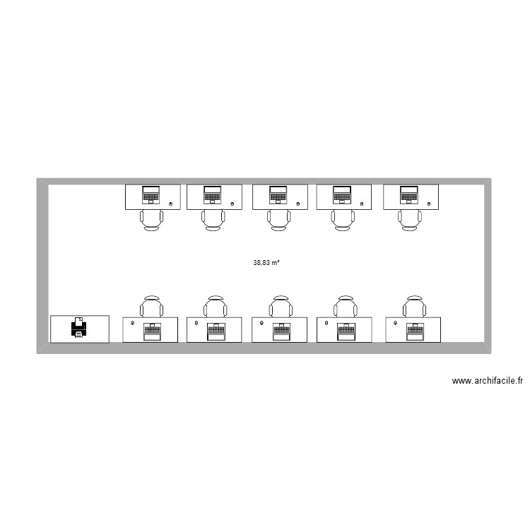 Bureau IFP 2. Plan de 1 pièce et 39 m2