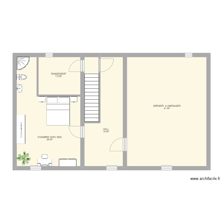 ETAGE 2 FOSSES. Plan de 5 pièces et 93 m2
