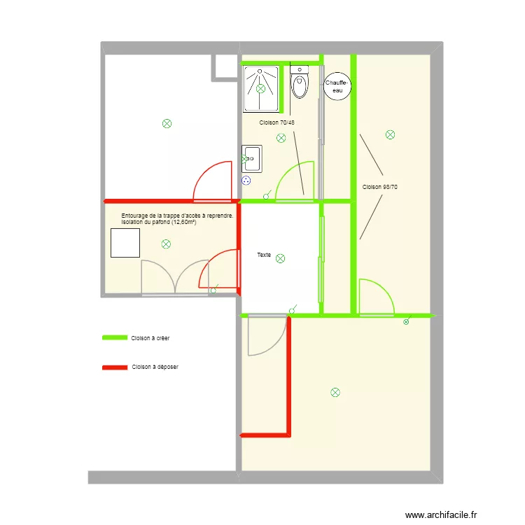 Projet Luzan Talence exe pl&acirc;trerie. Plan de 6  et 34 m²