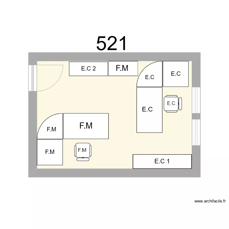 Bureau R 521 - F.MONGELLA - E.CRANSARD. Plan de 
