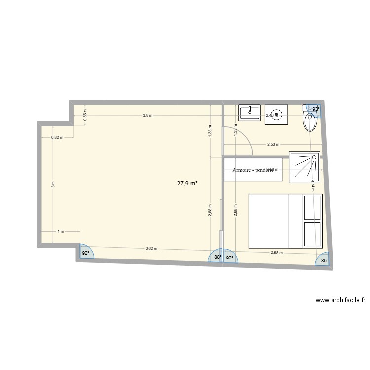 STUDIO RUMILLY. Plan de 1 pièce et 28 m2