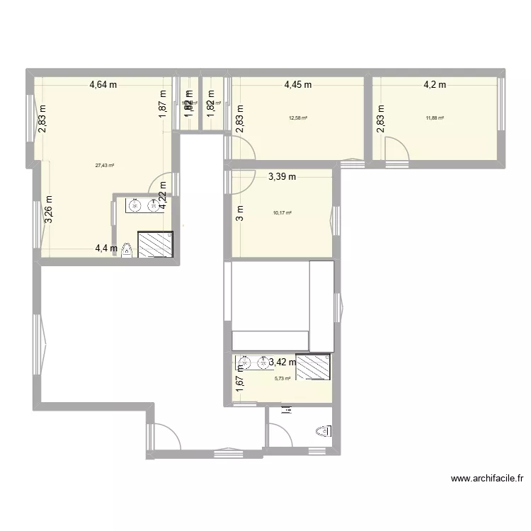 plan fadwa 5. Plan de 7 pièces et 70 m²