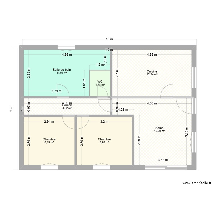 portugal. Plan de 7 pièces et 62 m2