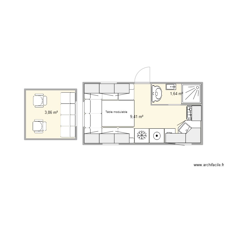 Cellule 4800 salon 200cm. Plan de 0 pièce et 0 m2