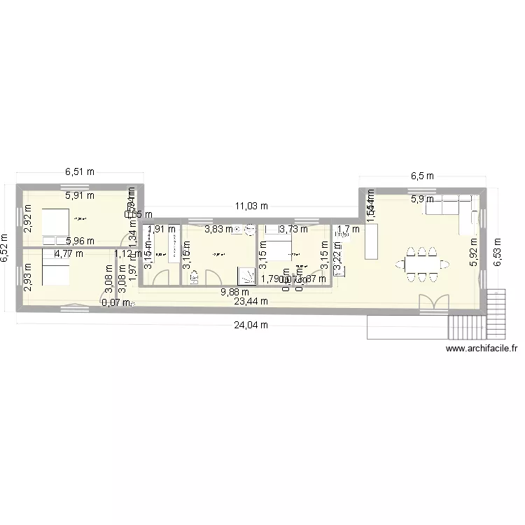 POMPIGNAL T4. Plan de 5 et 117 m² POMPIGNAL T4. Plan de 5 et 117 m²