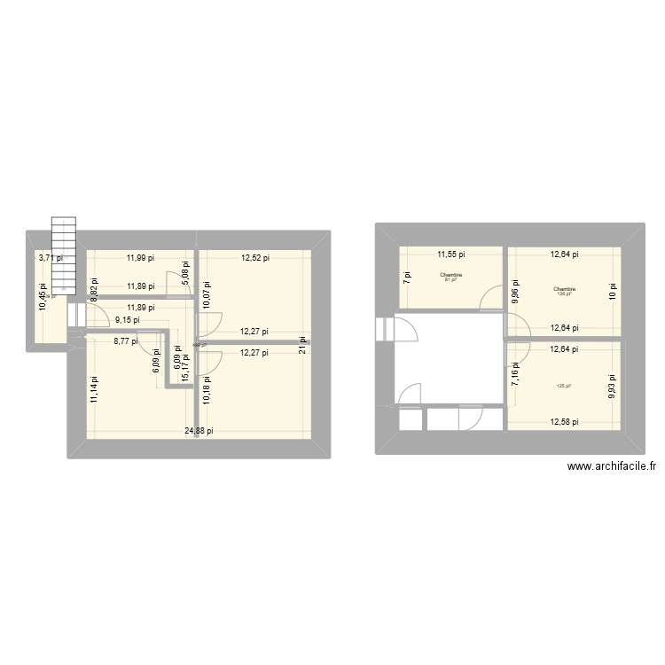 s sol. Plan de 5 pièces et 81 m2