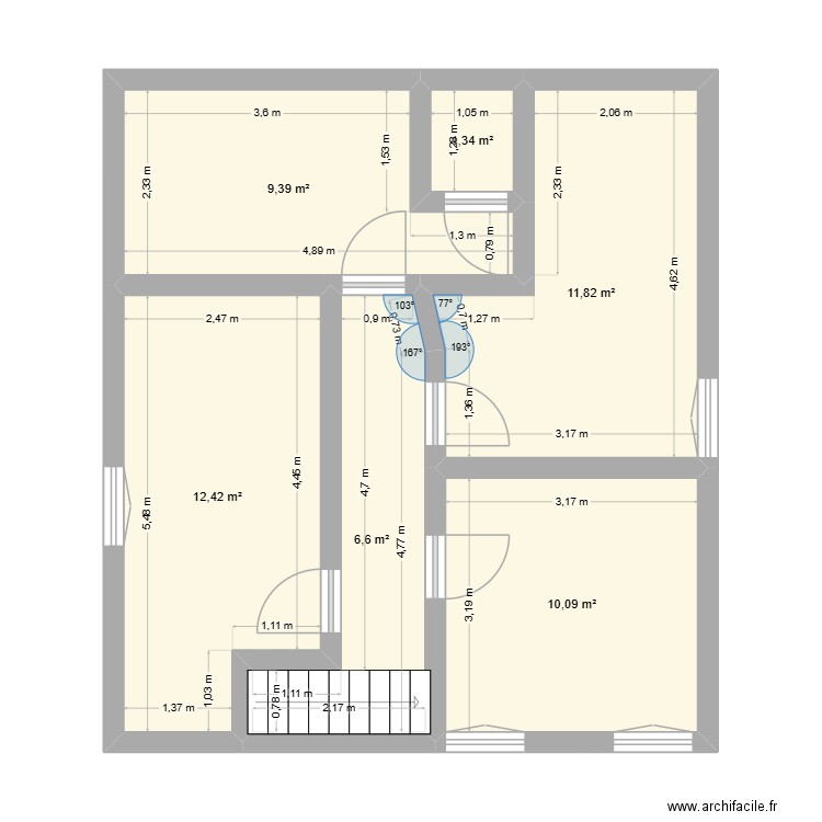 etage idée 2. Plan de 6 pièces et 52 m2