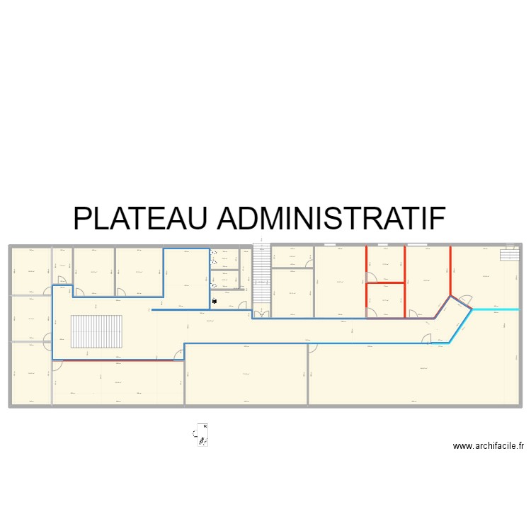 adm office. Plan de 21 pièces et 763 m2