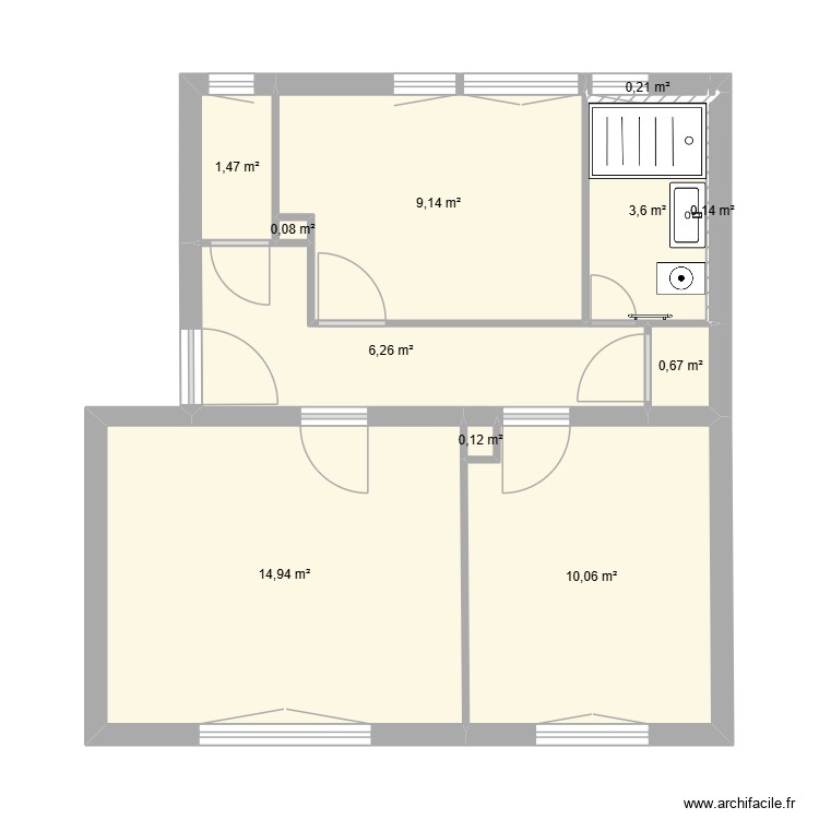appartement tavaux porte fenetyre. Plan de 0 pièce et 0 m2