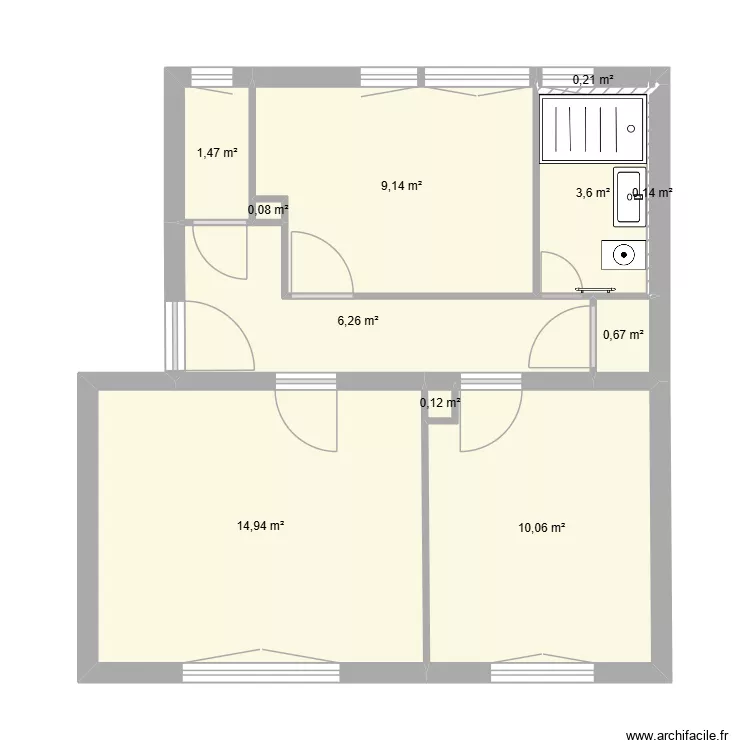 appartement tavaux porte fenetyre. Plan de 11  et 47 m²