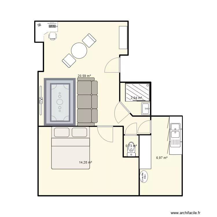 Projet JJR. Plan de 5 Pièces et 45 m²