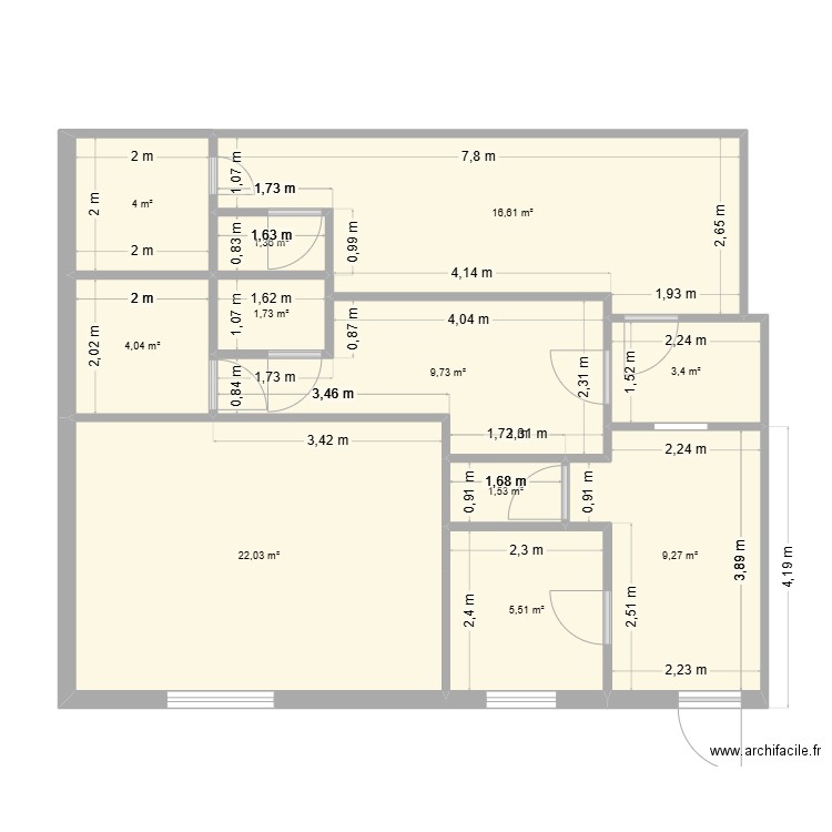 VESTIARE BAC BOUZONVILLE. Plan de 11 pièces et 79 m2