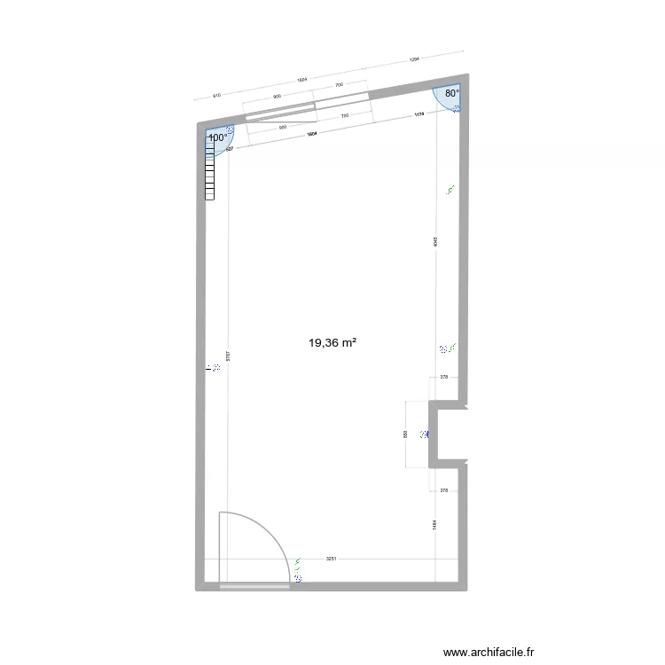 Chambre. Plan de 1  et 19 m²