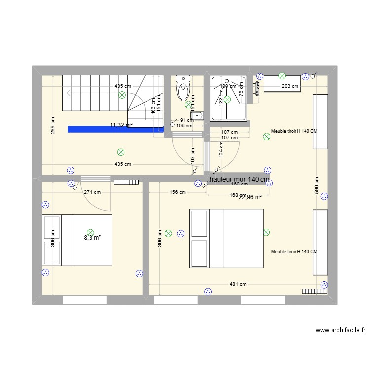 R+1 ELECTRICITE DOUCHE MODIF. Plan de 0 pièce et 0 m2