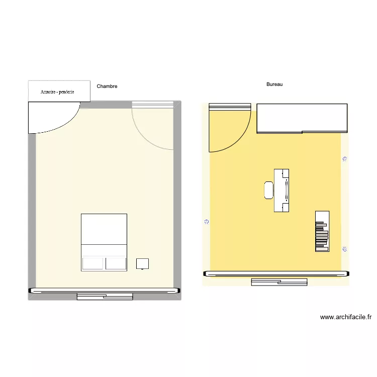 chambre et bureau . Plan de chambre et bureau . Plan de