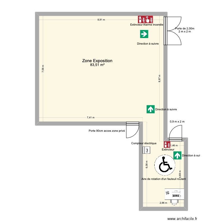 Plan avant travaux  Projet relief 1.2. Plan de 1 pièce et 84 m2