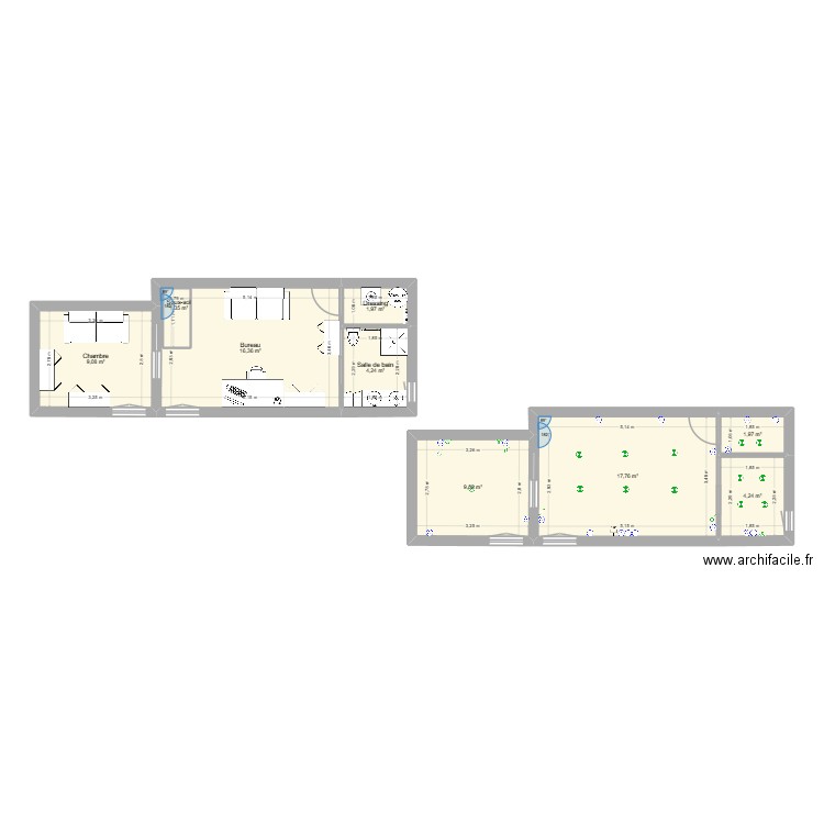 MAISON. Plan de 13 pièces et 145 m2