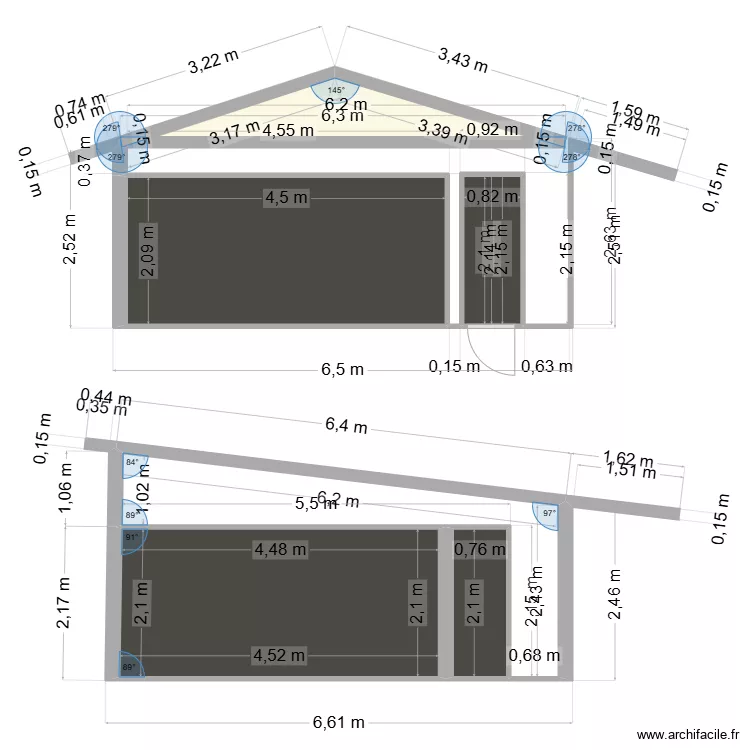 garage 1 pente ou 2. Plan de 