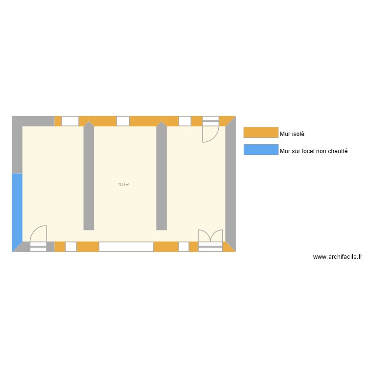 sonnet logement bas. Plan de 1 pièce et 72 m2