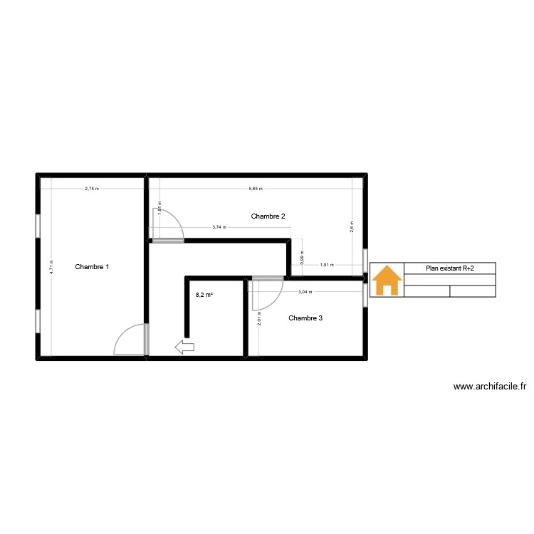 Plan existant R+2 MEKKI FATAH. Plan de 0 pièce et 0 m2