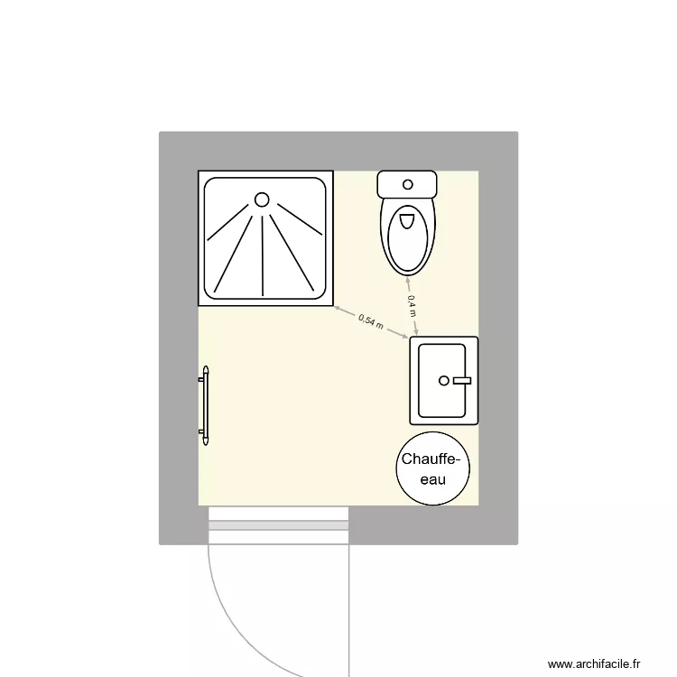 SDB CAMP. Plan de 1  et 4 m²