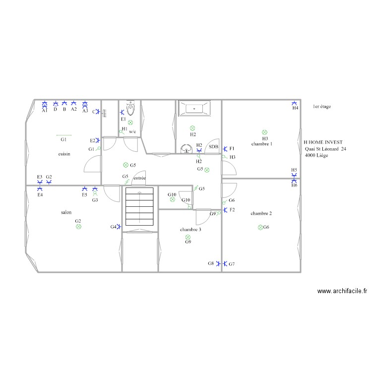 s/n lionard 1er p1111. Plan de 13 pièces et 69 m2