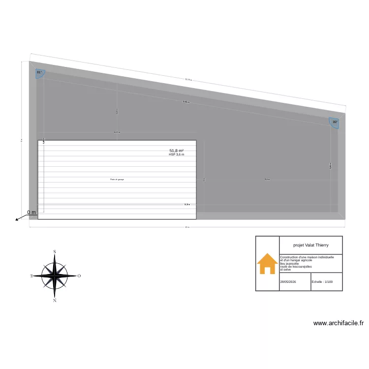 plan de face sud. Plan de 1 et 52 m² plan de face sud. Plan de 1 et 52 m²