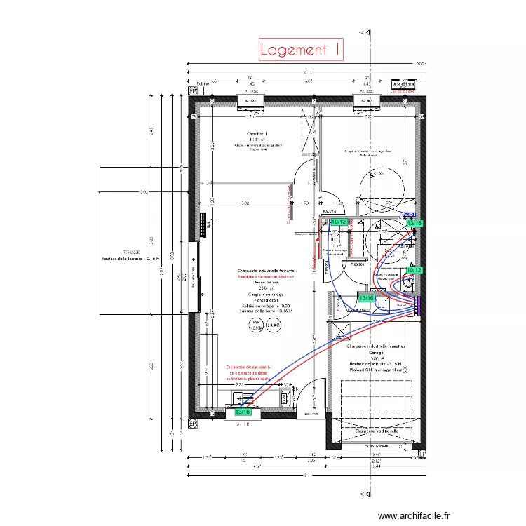 GUIBERT LOG 1 PLOMB. Plan de 
