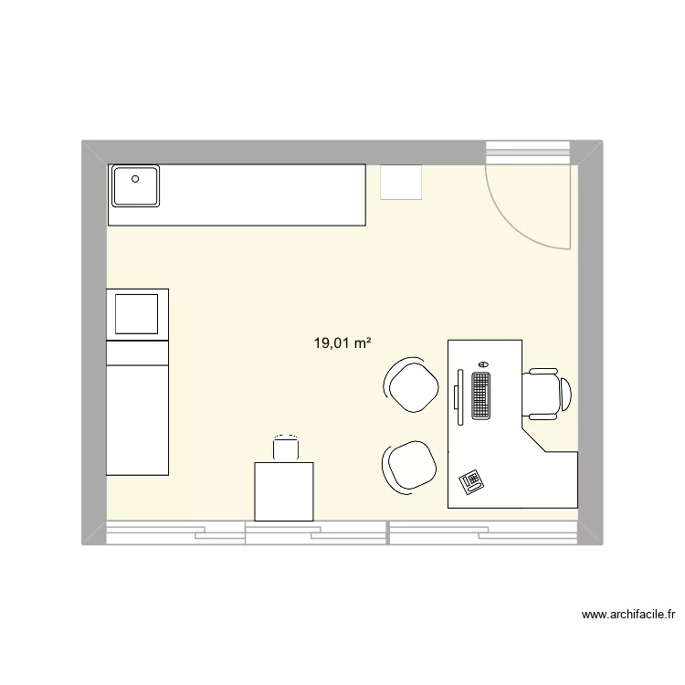 Cab1. Plan de 1  et 19 m²