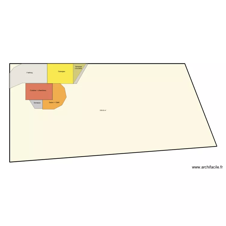 Maison Eliane Jardin 02. Plan de 1  et 210 m²