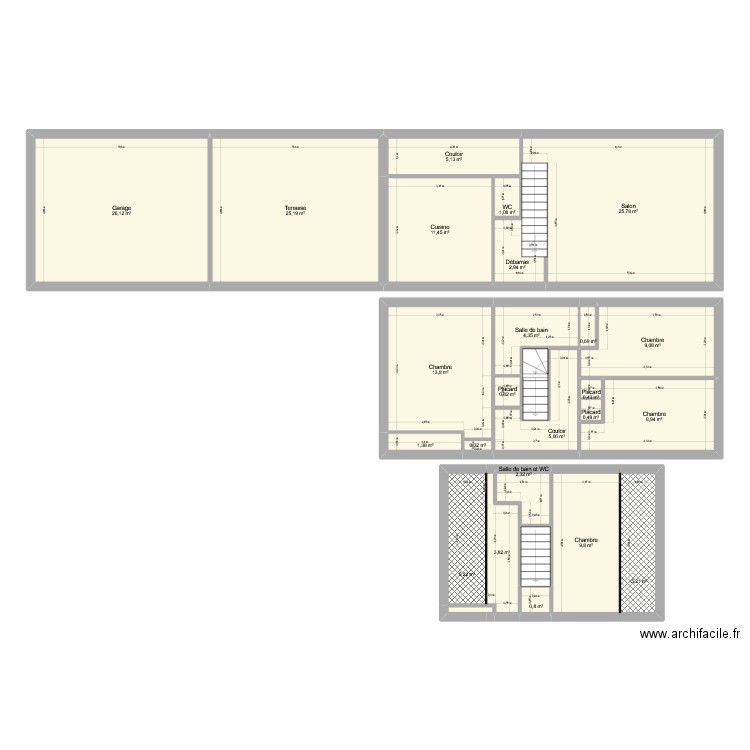 villepreux 1. Plan de 29 pièces et 176 m2