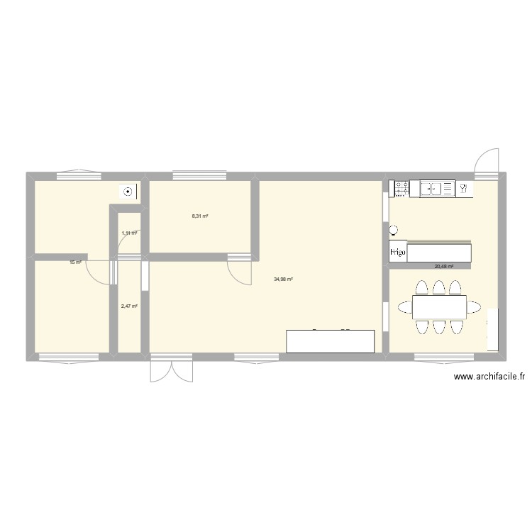 Maison Tirepied. Plan de 6 pièces et 82 m2