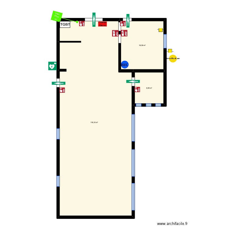 Salle de St Martin Don. Plan de 3 pièces et 145 m2