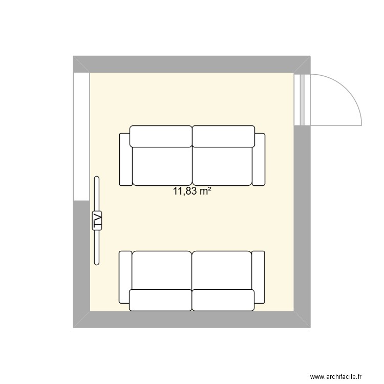 Salon ?. Plan de 1 pièce et 12 m2