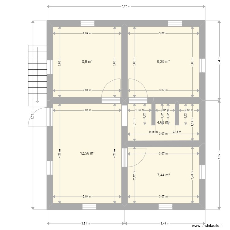Plan 3. Plan de 5 pièces et 43 m2