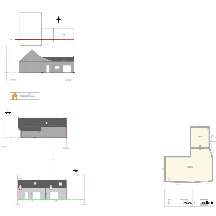 PLAN PC 2.2. Plan de 3 pièces et 253 m2