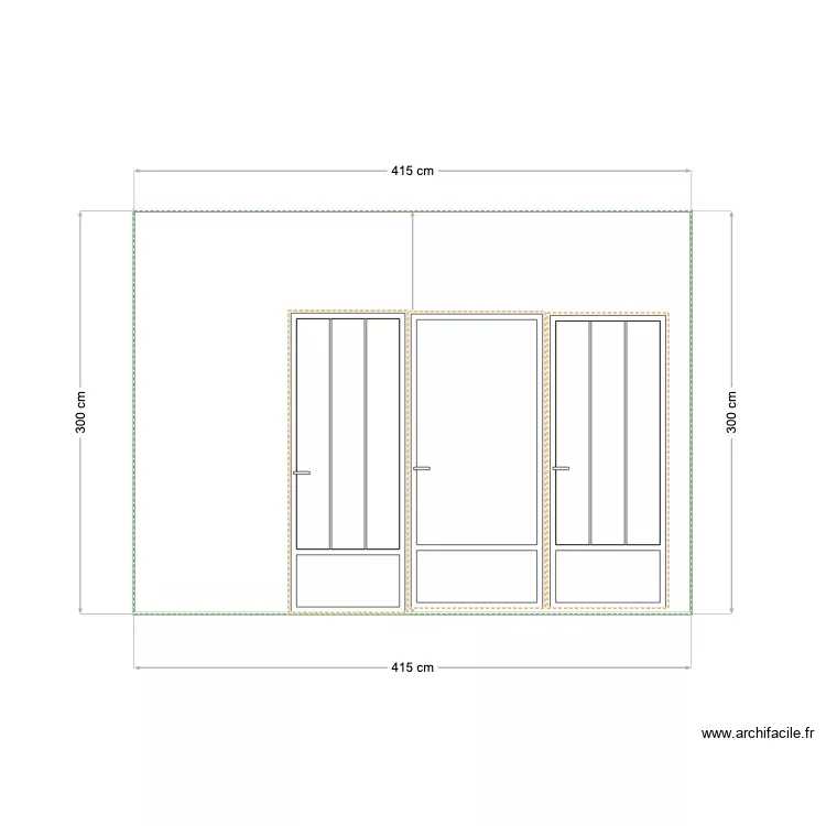 B) facade devant chambre. Plan de 