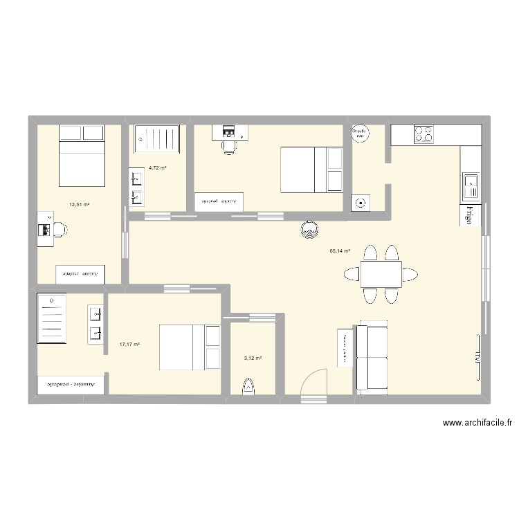 Projet 3 maison 115m². Plan de 5 pièces et 103 m2