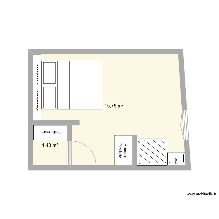 NOBRANE. Plan de 2 pièces et 17 m2