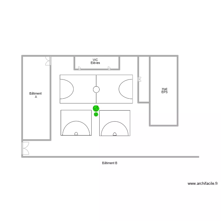 cour de recr&eacute;ation . Plan de 