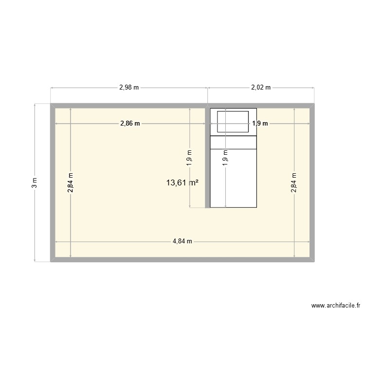 gabion 2. Plan de 1 pièce et 14 m2