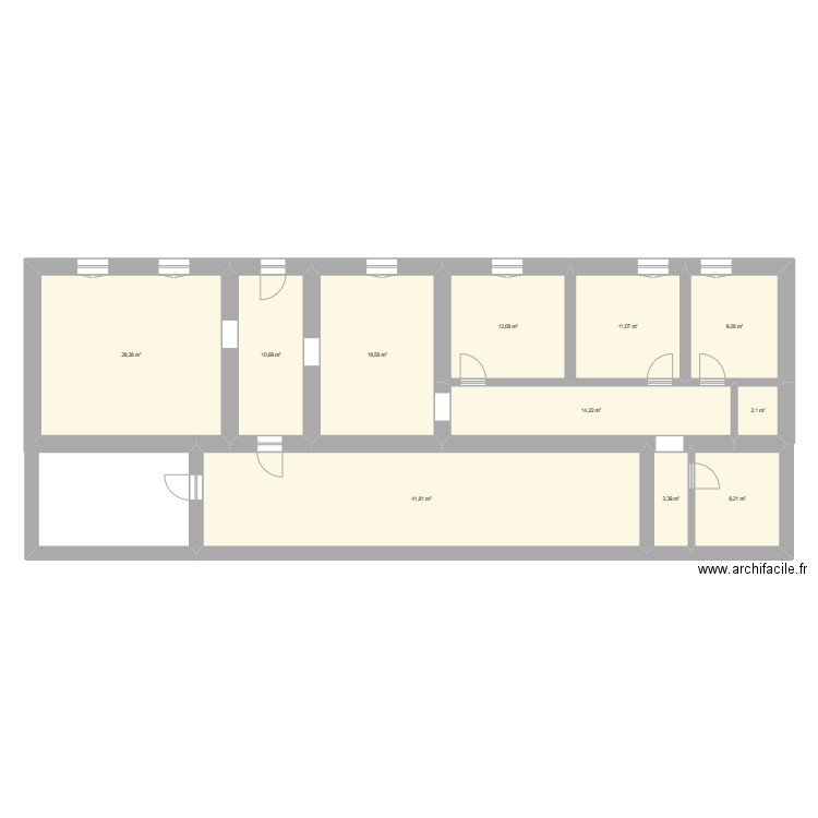Varennes initiale. Plan de 11 pièces et 161 m2