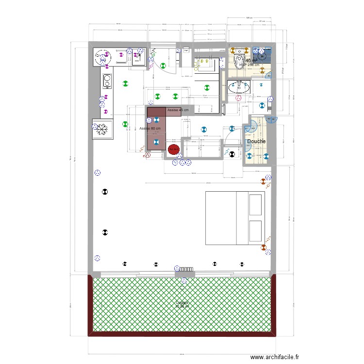 Pra loup 4. Plan de 4 pièces et 14 m2