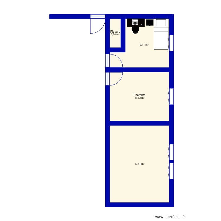 chinon. Plan de 4 pièces et 39 m2