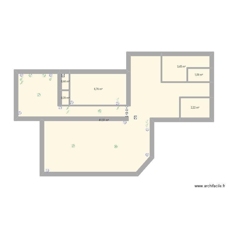 Lampes maison. Plan de 7 pièces et 56 m2