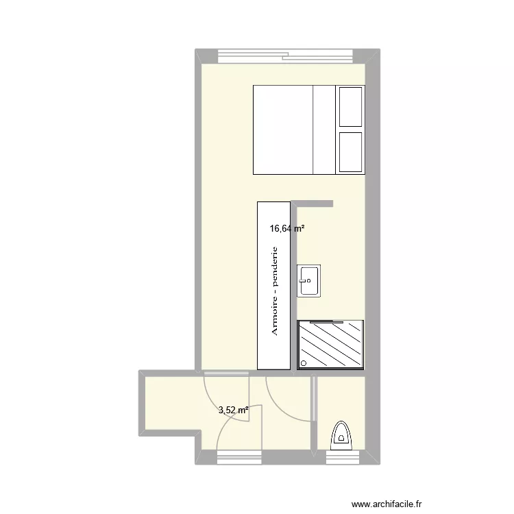extension 2. Plan de 2 pièces et 20 m²