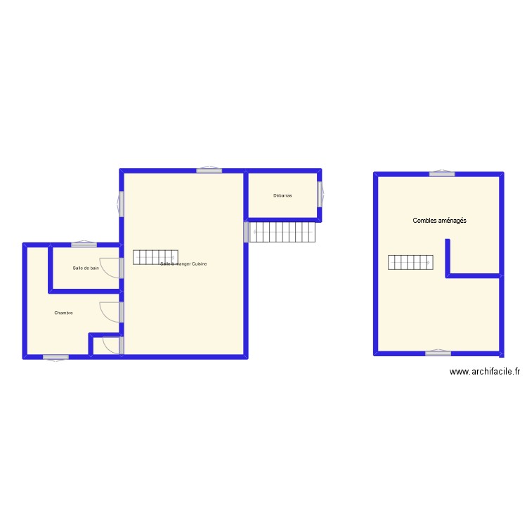 corte. Plan de 6 pièces et 89 m2