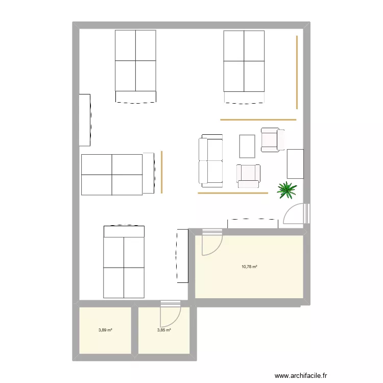 Bureau 2026 Option 3. Plan de 3  et 19 m²