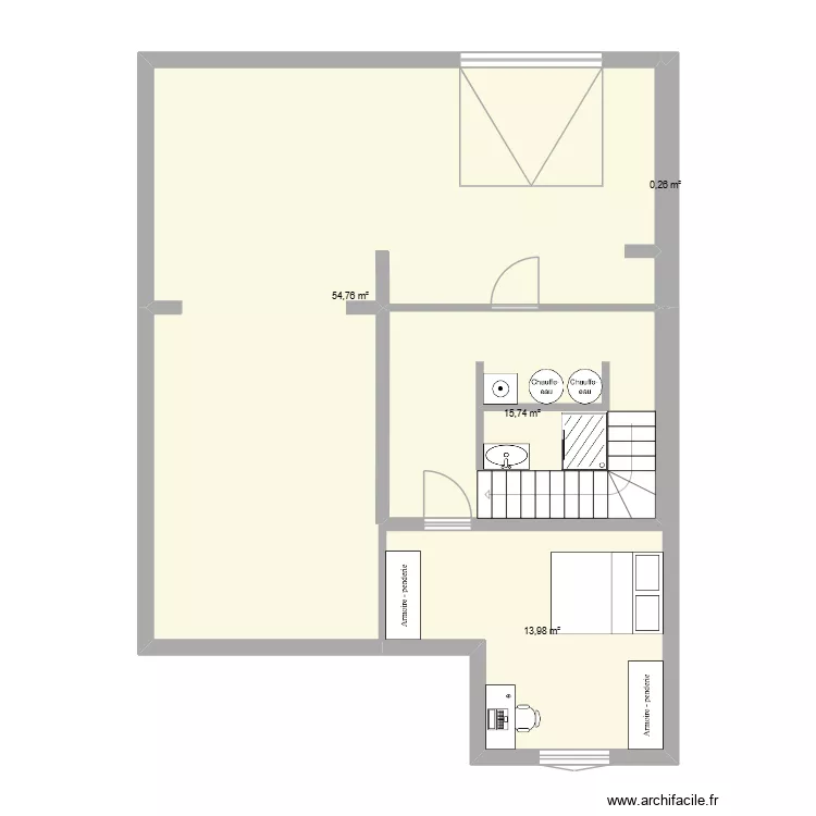 sous sol impasse duchesne v3. Plan de 4  et 85 m²